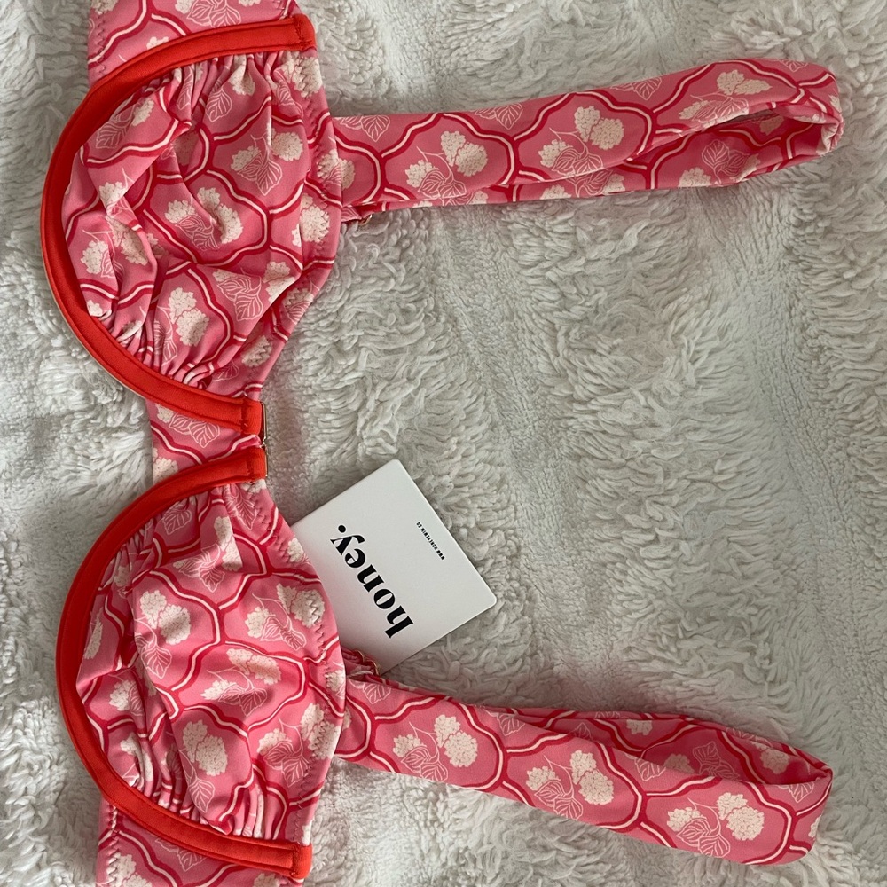Honey Pink and Red Bikini Top NWT